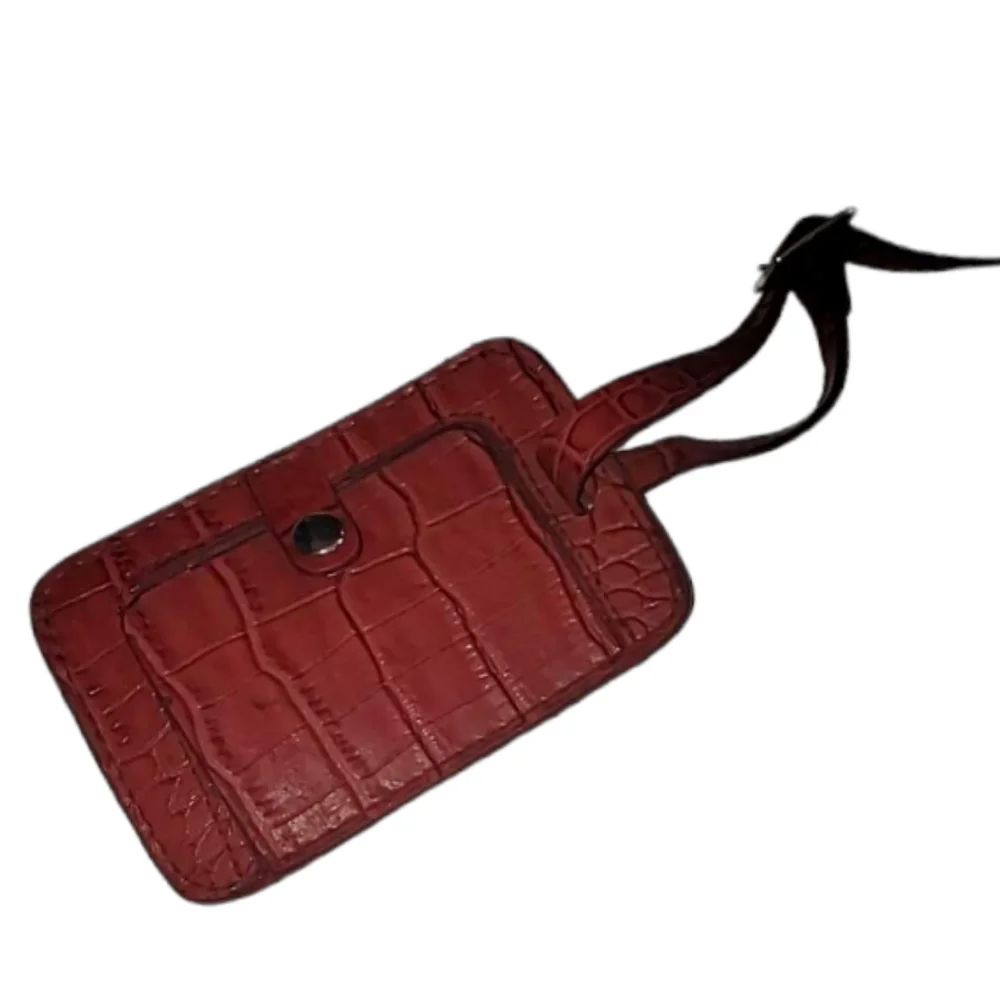 Vintage Crocodile-Embossed Key & Card Holder - Red